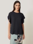 Jigsaw Pure Silk Drape Batwing Blouse, Navy