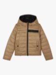 HUGO BOSS Kids' Reversible Down Puffer Jacket, Cookie/Black