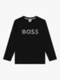 HUGO BOSS Kids' Logo Long Sleeve T-Shirt, Black