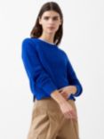 French Connection Lily Mozart Long Sleeve Crew Neck Jumper, Sapphire Blue