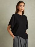 Reiss Tania Batwing Keyhole Top, Black