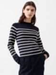 French Connection Milena Stripe Jumper, Marine/Classic Cream