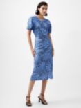 French Connection Felecia Eliza Dress, Dusted Blue/Blackout