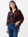 French Connection Ella Rose Twist Front Shirt, Marine/Multi