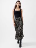 French Connection Diandra Satin Skirt, Black/Cream