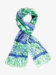 chesca Floral Border Scarf, Green/Multi