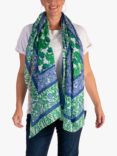 chesca Floral Border Scarf, Green/Multi