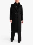 chesca Wool Blend Double Breasted Coat, Black