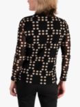 chesca Geometric Mesh Top, Black/Cream