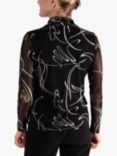 chesca Scribble High Neck Top, Black/White