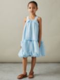 Reiss Kids' Emeri Seersucker Bubble Hem Dress, Blue