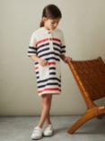 Reiss Kids' Martha Stripe Hooded Jumper Dress, Ecru/Multi