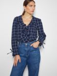 Monsoon Frankie Check Blouse, Navy