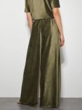 Monsoon Shay Velour Trousers, Khaki