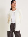 Monsoon Tabby Textured Cardigan, Ivory