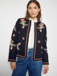 Monsoon Elisha Floral Jacket, Black/Multi