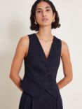 Monsoon Paige Pinstripe Waistcoat, Navy