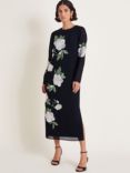 Monsoon Ariah Floral Dress, Black/Multi