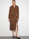 Monsoon Aubrey Leopard Print Dress, Brown/Black