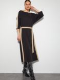 Monsoon Diya Jersey Dolman Dress, Black/Cream