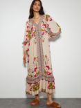 Monsoon Kara Floral Dress, Ivory/Multi