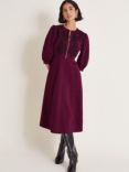 Monsoon Kaia Embroidered Dress, Burgundy