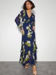 Monsoon Rowena Floral Ruffle Dress, Navy/Multi