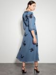 Monsoon Tessa V-Neck Floral Dress, Blue