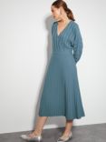 Monsoon Wynn Knit Wrap Midi Dress, Blue