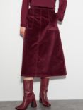 Monsoon Malika Corduroy Midi Skirt, Burgundy