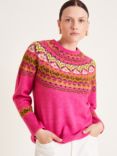 Monsoon Fern Fair Isle Wool Blend Jumper, Pink