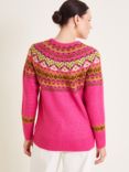 Monsoon Fern Fair Isle Wool Blend Jumper, Pink