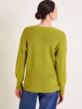 Monsoon Wiley Wrap Wool Blend Jumper, Green