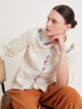 Monsoon Clara Embroidered Shirt, Ivory/Multi