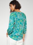 Monsoon Micola Print Top, Teal/Multi