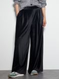 Monsoon Shay Velour Trousers, Black