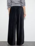 Monsoon Shay Velour Trousers, Black