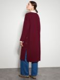 Monsoon Bo Button Detail Longline Cardigan, Rouge