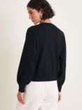 Monsoon Nora Knit Bomber Cardigan, Black