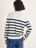 Monsoon Sybil Collar Stripe Cardigan, Ivory