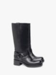 NeroGiardini Leather Tall Buckle Boots, Black