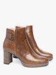 NeroGiardini Leather Block Heel Ankle Boots, Tan