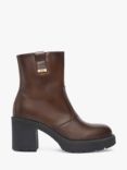 NeroGiardini Leather Chunky Heel Ankle Boots, Brown