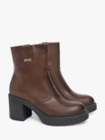 NeroGiardini Leather Chunky Heel Ankle Boots, Brown