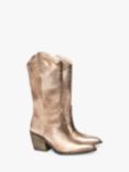 NeroGiardini Leather Pointed Cowboy Boots, Gold