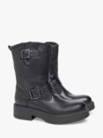 NeroGiardini Leather Dual Buckle Biker Boots