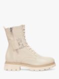 NeroGiardini Leather NG Logo Biker Boots, Cream