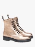 NeroGiardini Metallic Leather Slim Biker Boots, Gold