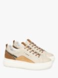 NeroGiardini Leather and Suede Cupsole Flatform Trainers, Cream/Multi