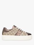 NeroGiardini Monogram Leather Lace Up Trainers, Brown